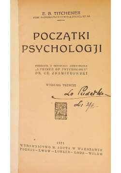 Początki psychologji 1921 r.
