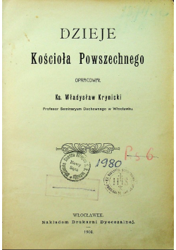 Dzieje kościoła powszechnego 1908 r.