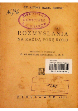 Rozmyślania na każda porę roku 1927 r.