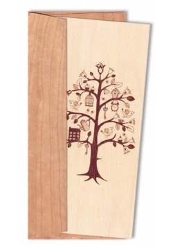 Karnet drewniany DL z drewnianą kopertą Drzewo