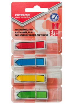 Zakładki indeksujące strzałka Office Products PP 12x43mm blister mix kolorów