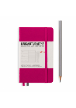 Kalendarz Leuchtturm1917 tygodniowy 2016 z notatnikiem Pocket malinowy