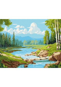 Malowanie po numerach - W brzozowym gaju 40x50cm