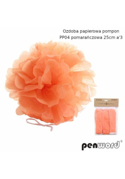 Ozdoba papierowa pompon pomarańczowa 25cm 3szt