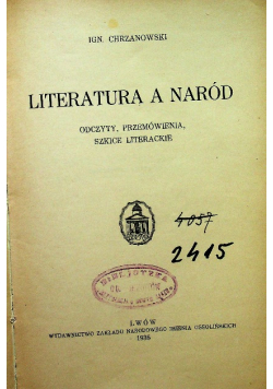 Literatura a naród 1936 r.