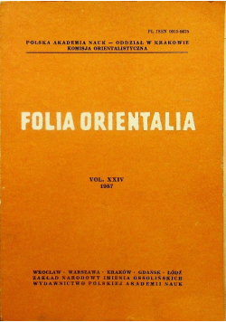 Folia Orientalia Vol XXIV 1987