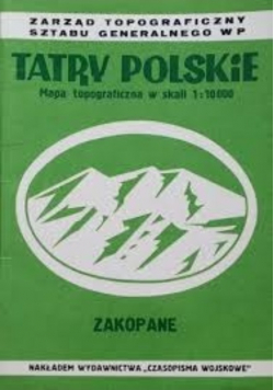 Tatry Polskie mapa topograficzna w skali 1 : 10000 Zakopane