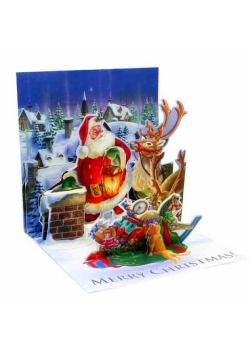 Kartki 3D Rooftop Santa