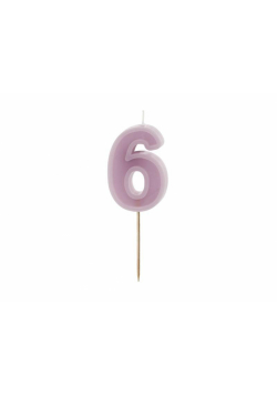 Świeczka urodzinowa 6 fiolet 6cm