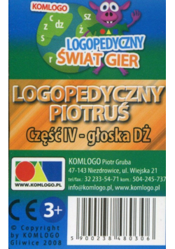 Karty Logopedyczny Piotruś Część IV - głoska DŻ