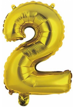 Balon foliowy mini cyfra 2 złota 37,5x40cm