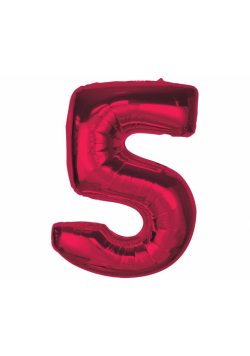 Balon foliowy cyfra 5 czerwona Smart 92cm