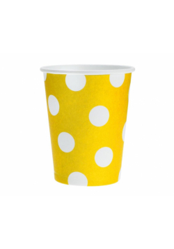Kubeczki papierowe żółte groszki białe 270ml 6szt