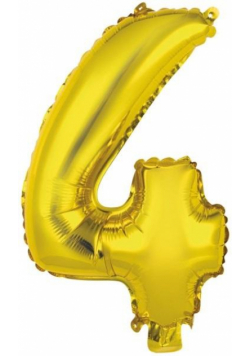 Balon foliowy mini cyfra 4 złota 32x40cm