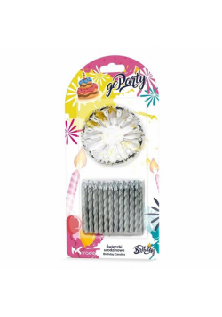 Świeczki urodzinowe 12szt srebrne spiralne