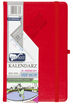 Kalendarz 2024/2025 18 m-cy. Hip hop A5 tygodniowy czerwony