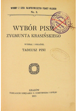 Wybór pism Zygmunta Krasińskiego 1915 r.