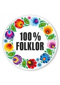 Przypinka duża - 100% folklor łowicka biała 85 mm