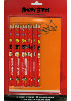 Kredki 12 kolorów Angry Birds + 20 kolorowych kartkek