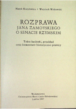 Rozprawa Jana Zamoyskiego o senacie rzymskim