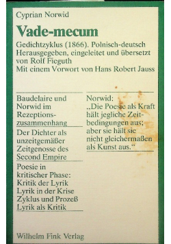 Vade - mecum Gedichtzyklus ( 1866 ) Polnisch / Deutsch