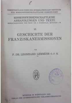 Geschichte der FranziskaNer missionen, 1929 r.