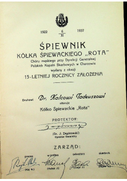 Śpiewnik Kółka Śpiewackiego Rota 1937 r.