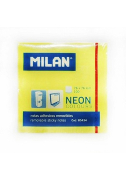 Karteczki milan neonowe 76x76 mm żółte 10 sztuk