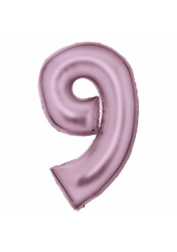 Balon foliowy cyfra 9 satynowa pastelowy róż 86cm