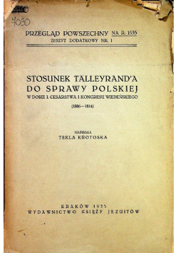 Stosunek Talleyranda Do Sprawy Polskiej 1935 r.