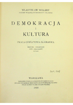 Demokracja i kultura, 1930 r.