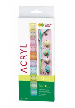 Farby akrylowe 12ml 10kol pastelowe HAPPY COLOR