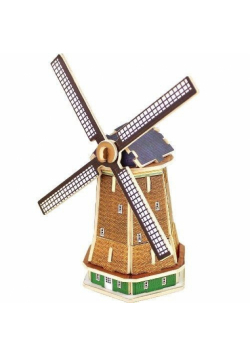 Puzzle drewniane 3D Holenderski wiatrak