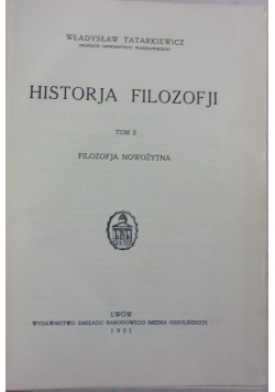 Historja filozofji , Tom II, 1931r