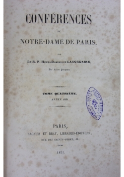 Conferences de Notre- dame de Paris, 1851r.