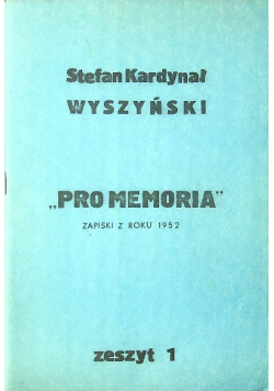 Pro memoria zapiski z roku 1952 Zeszyt 1