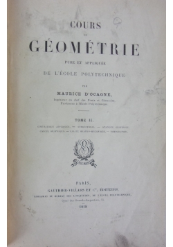 Cours de Geometrie, TomII, 1918r