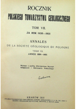 Rocznik Polskiego Towarzystwa Geologicznego Tom 7 1931 r.