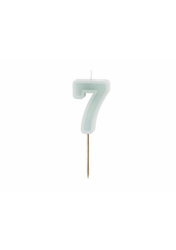 Świeczka urodzinowa 7 jasna mięta 6cm