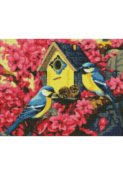 Diamentowa mozaika - Przytulna ptaszarnia 40x50cm