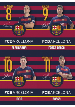 Zeszyt A5 FC Barcelona w kratkę 32 kartki 10 sztuk mix