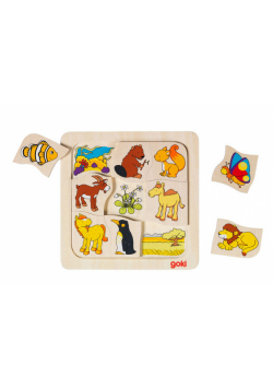 Drewniane puzzle Gdzie mieszkają zwierzątka? GOKI-56725