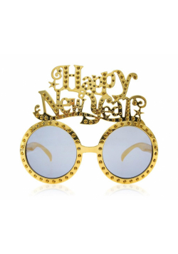 Okulary Happy New Year złote