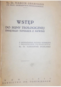 Wstęp do sumy teologicznej świętego Tomasza z Akwinu 1935 r.