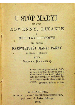 U stóp Maryi 1894 r.
