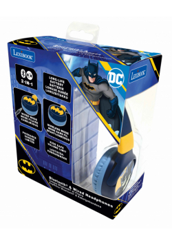 Składane słuchawki Batman 2 w 1 Bluetooth i przewodowe z zabezpieczeniem głośności dla dzieci HPBT010BAT