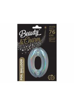 Balon foliowy B&C cyfra 0 holograficz srebrna 76cm