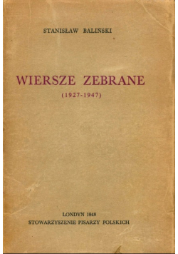 Baliński Wiersze zebrane 1948 r.
