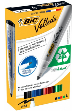 Marker Velleda ECO gruba końcówka Mix kolorów 4 sztuki