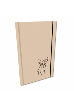 Notes A5 gładki z gumką Soft Touch lakier UV buldog beż